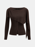 Asimétrico Capa-Detalle botón Punto Blusa