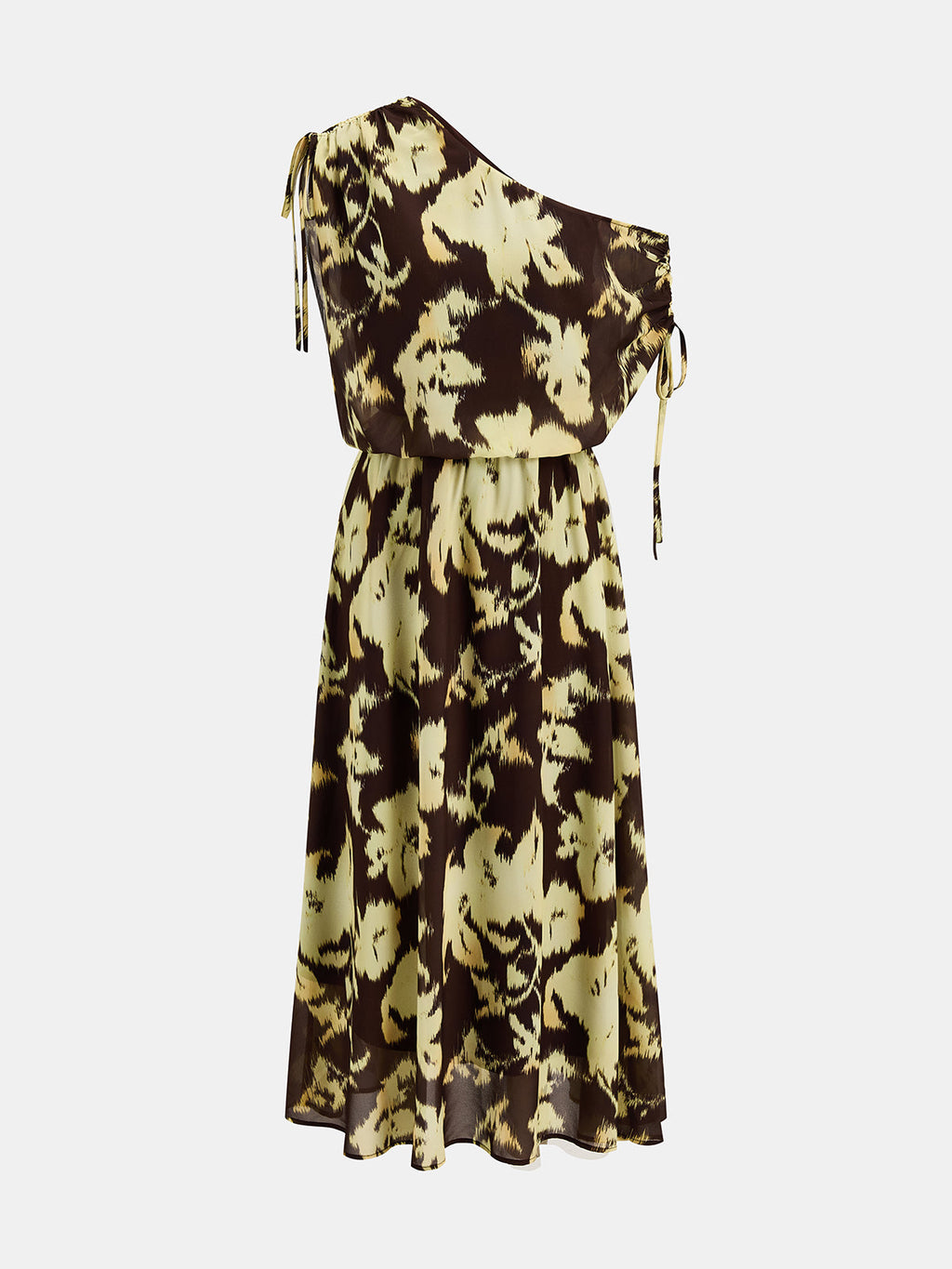Asimétrico Printed Drawstring Vestido Largo