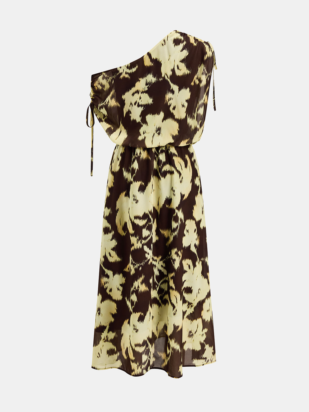 Asimétrico Printed Drawstring Vestido Largo