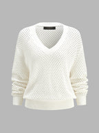 Openwork Punto Escote V Fluido jersey