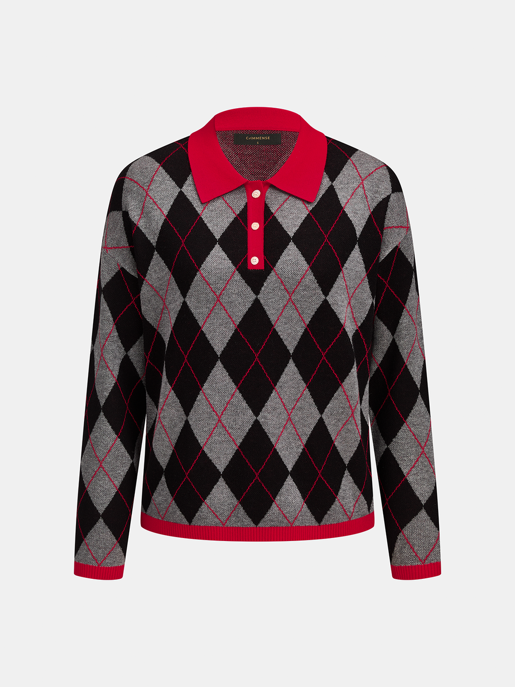 Contraste Polo cuello Argyle Mezcla de Lana jersey