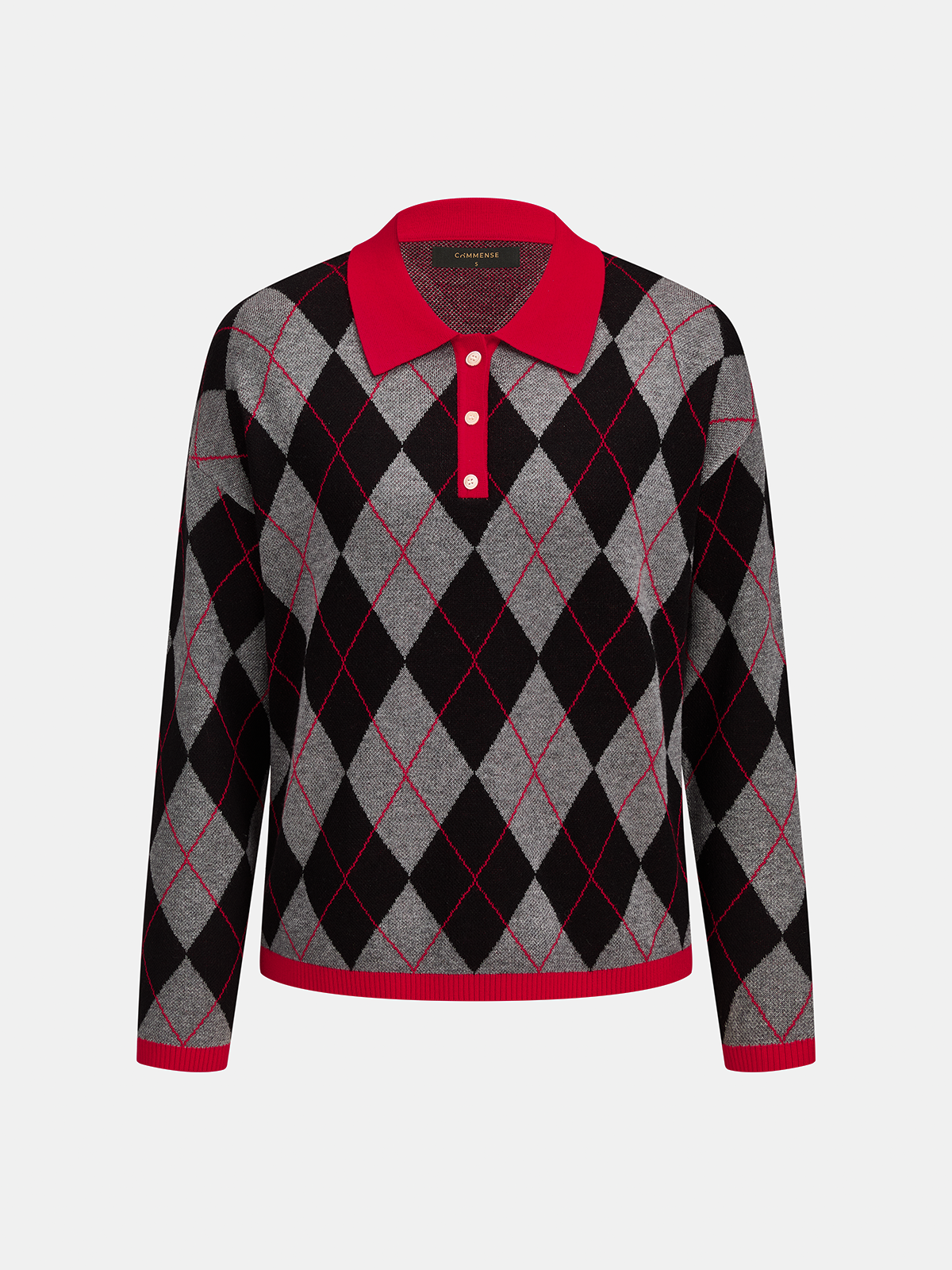 Contraste Polo cuello Argyle Mezcla de Lana jersey