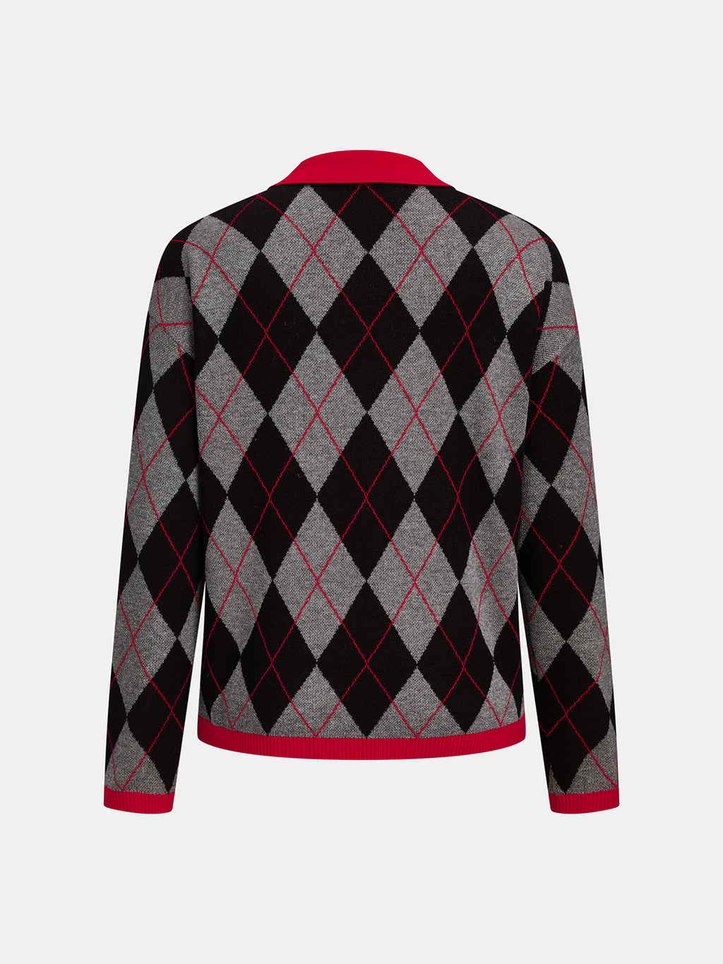 Contraste Polo cuello Argyle Mezcla de Lana jersey