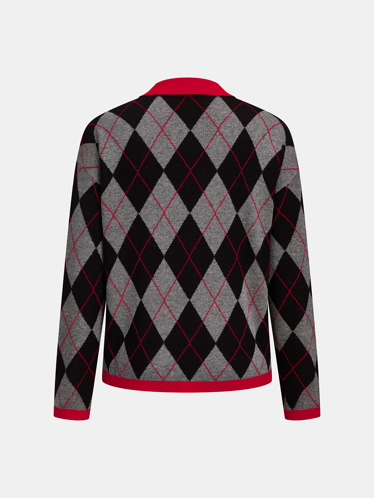 Contraste Polo cuello Argyle Mezcla de Lana jersey