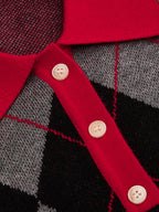 Contraste Polo cuello Argyle Mezcla de Lana jersey