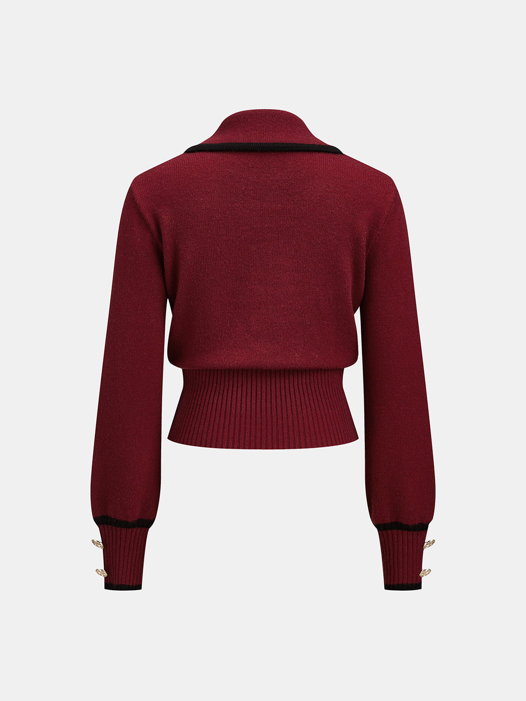 Ribete en Contraste con Cuello Mezcla de Lana Punto Top
