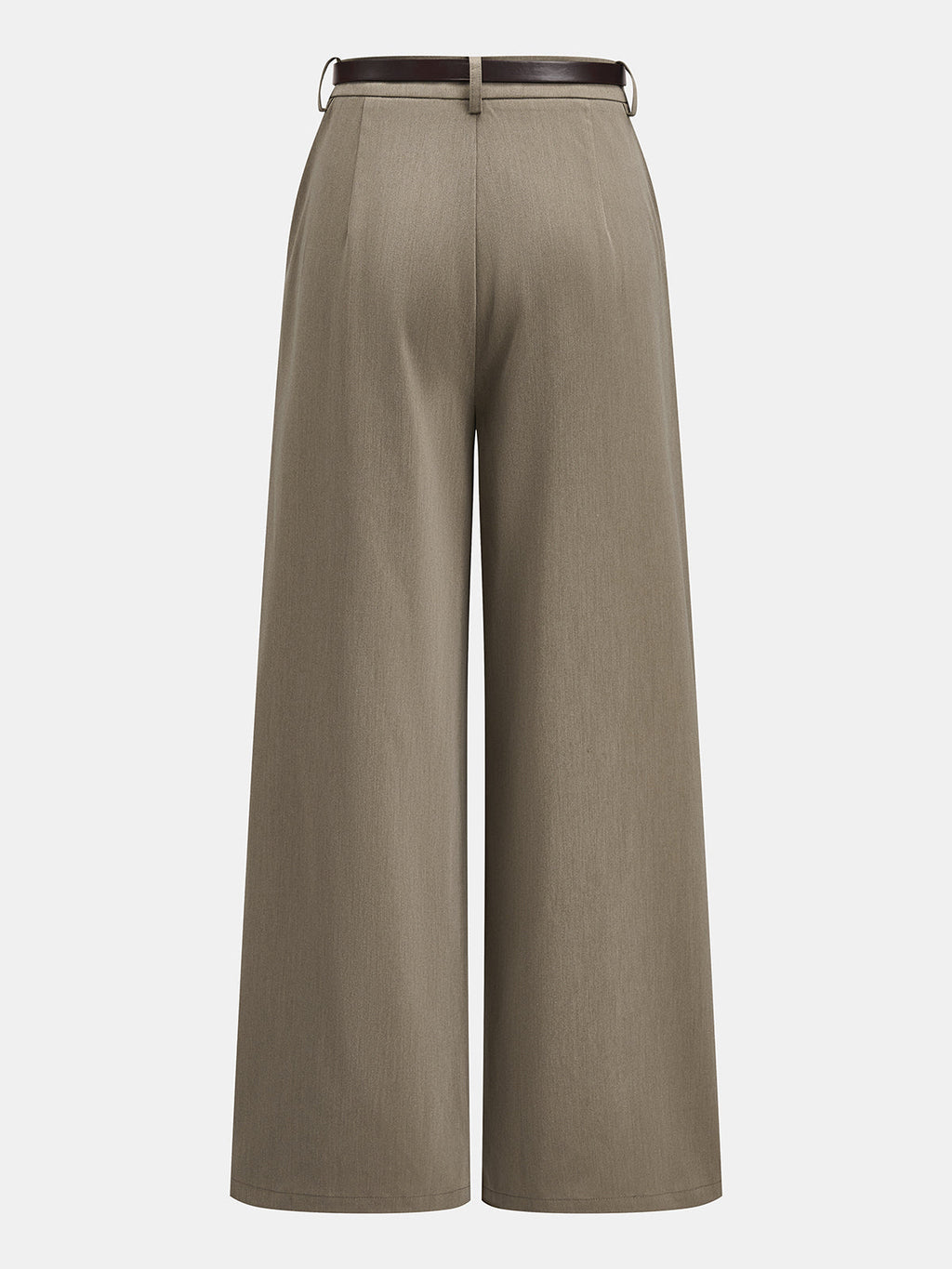 Con Cinturón Seam-frontal Pierna Ancha Pantalón