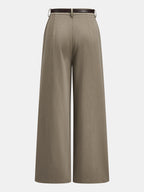 Con Cinturón Seam-frontal Pierna Ancha Pantalón