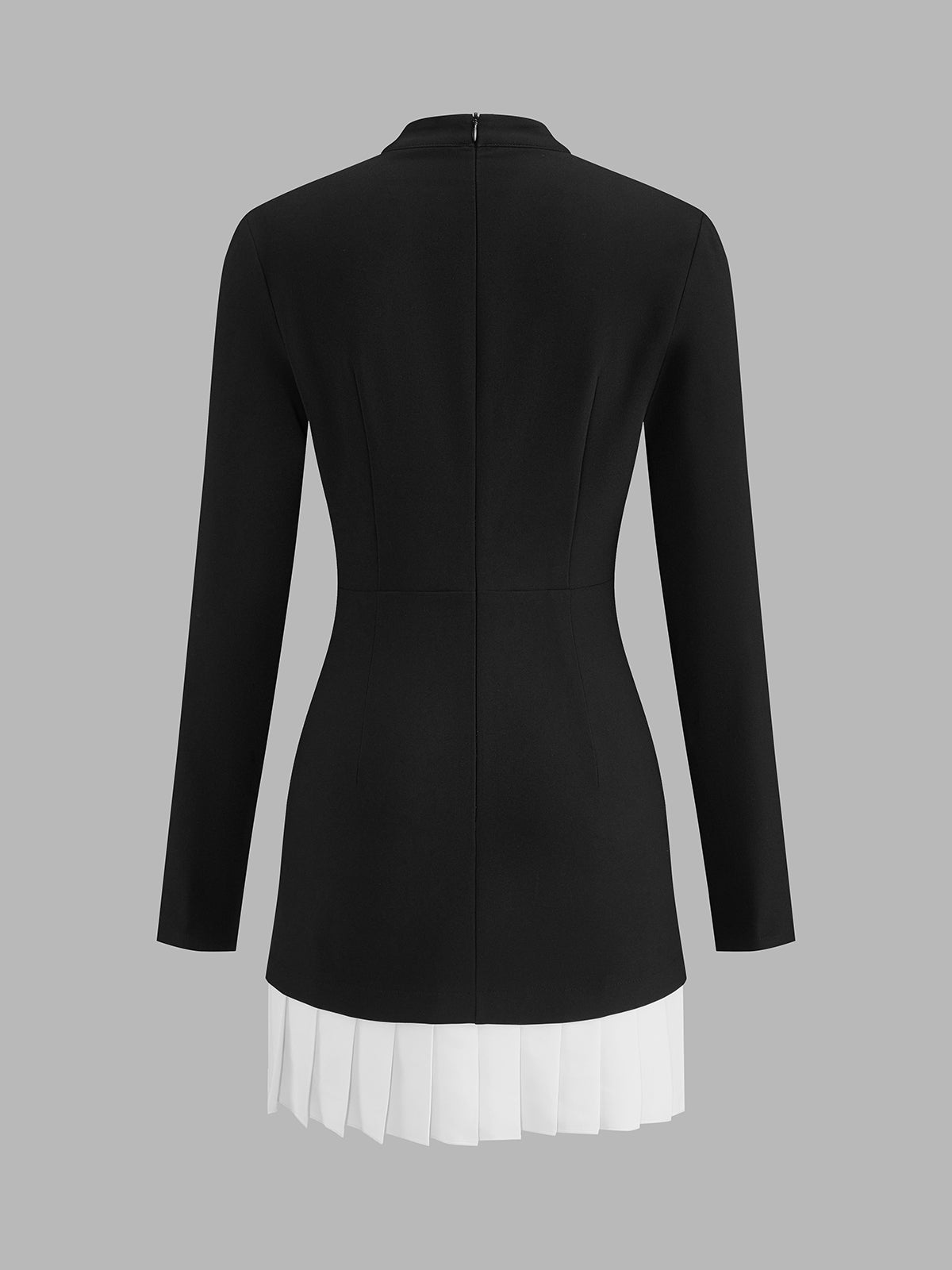 Contraste Plisado bajo Manga Larga Fitted Vestido