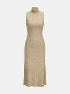 Long Punto Cárdigan Cuello Alto Vestido Dos Piezas Set