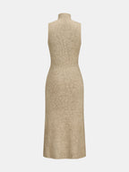 Long Punto Cárdigan Cuello Alto Vestido Dos Piezas Set