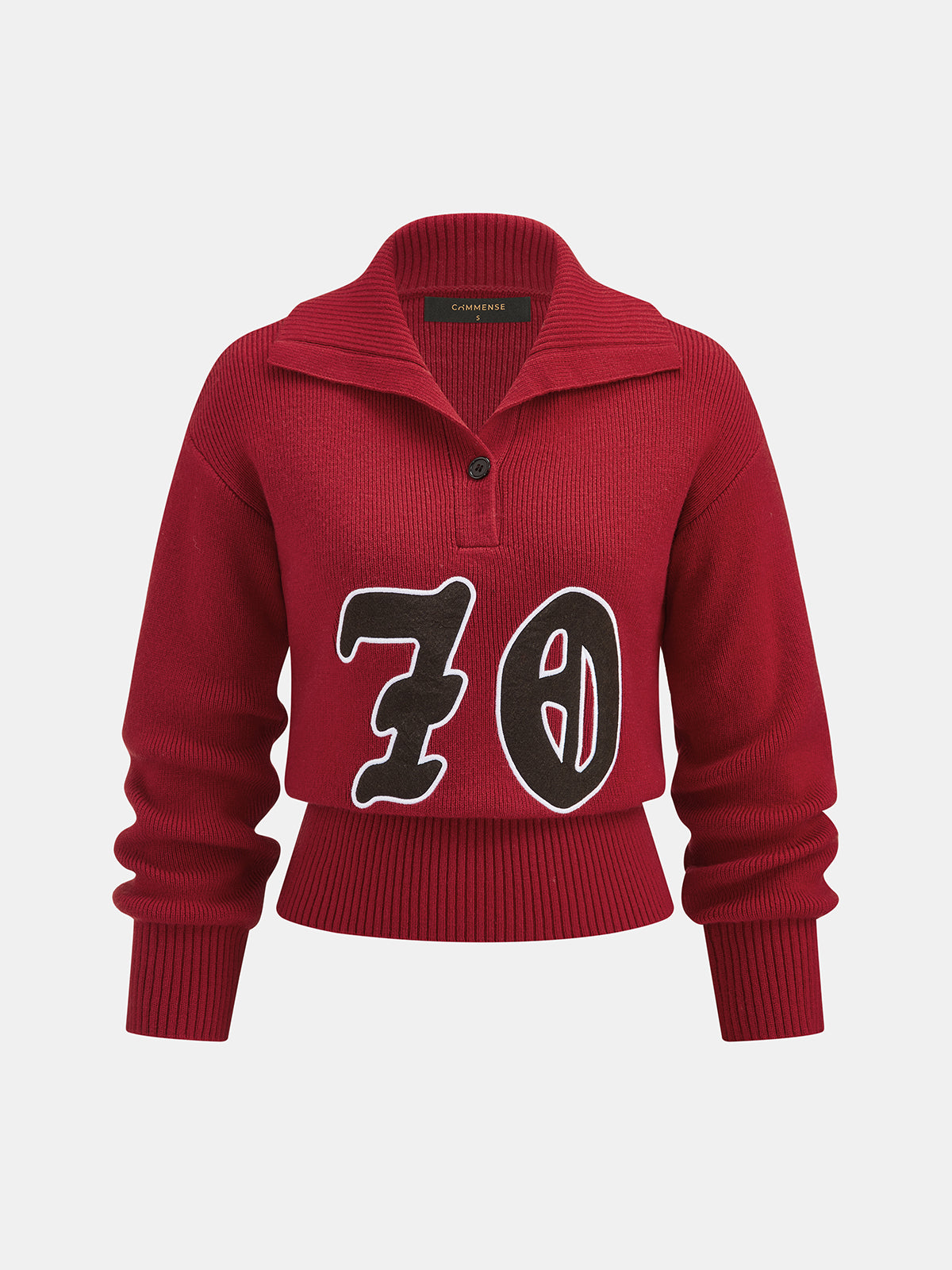 Number Patch Polo cuello Mezcla de Lana jersey