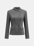 Alto cuello Asimétrico botón Tailored Chaqueta