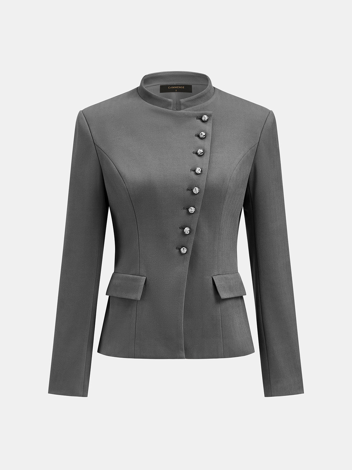 Alto cuello Asimétrico botón Tailored Chaqueta