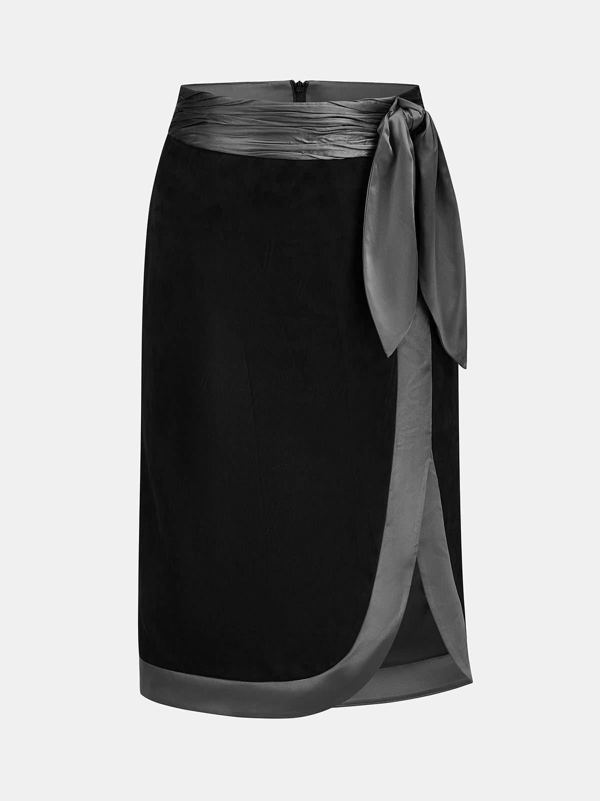 Faux-Ante Satinado-Tie Cruzado midi Falda