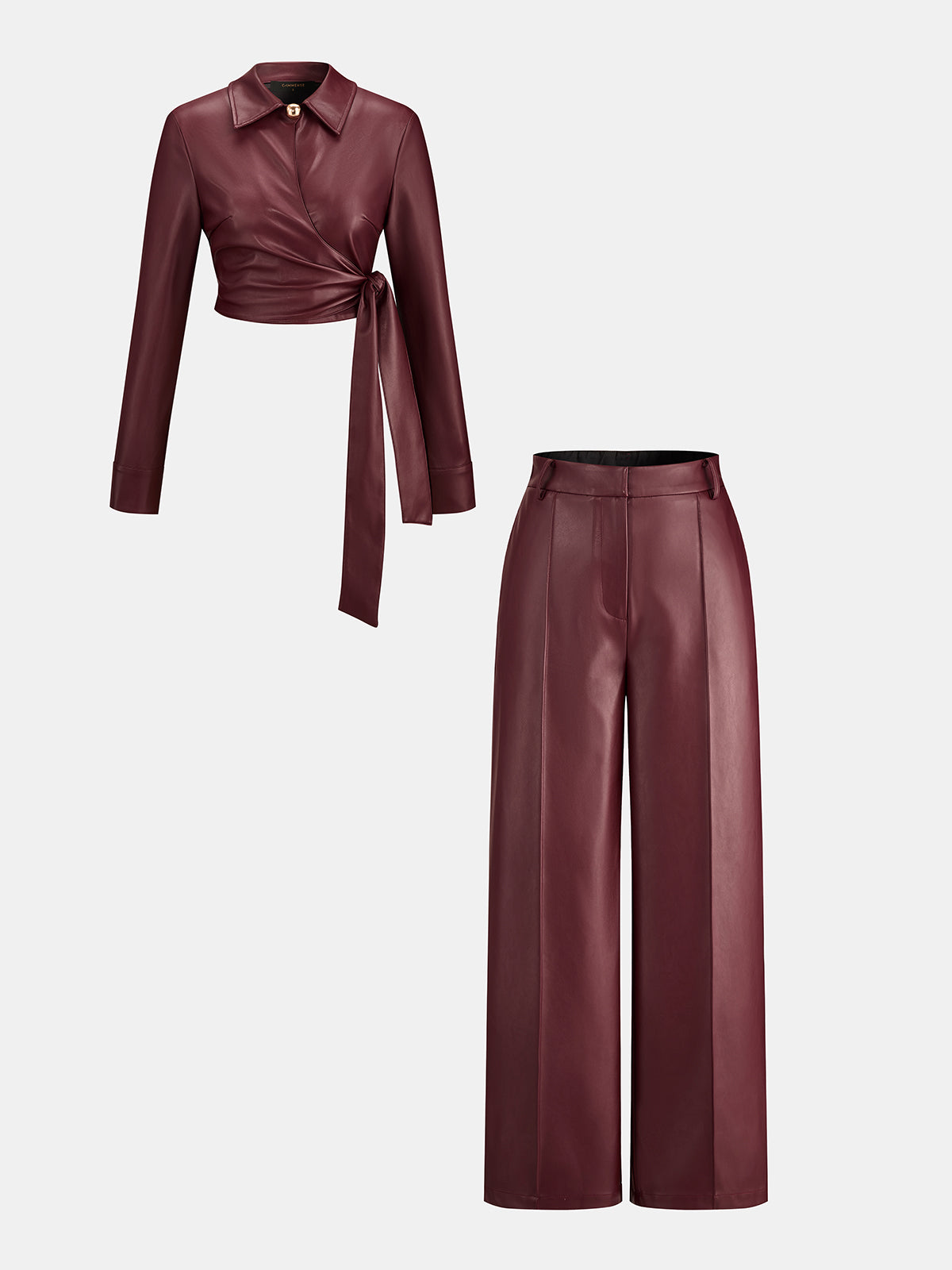Efecto Piel Dos Piezas Pantalón Set