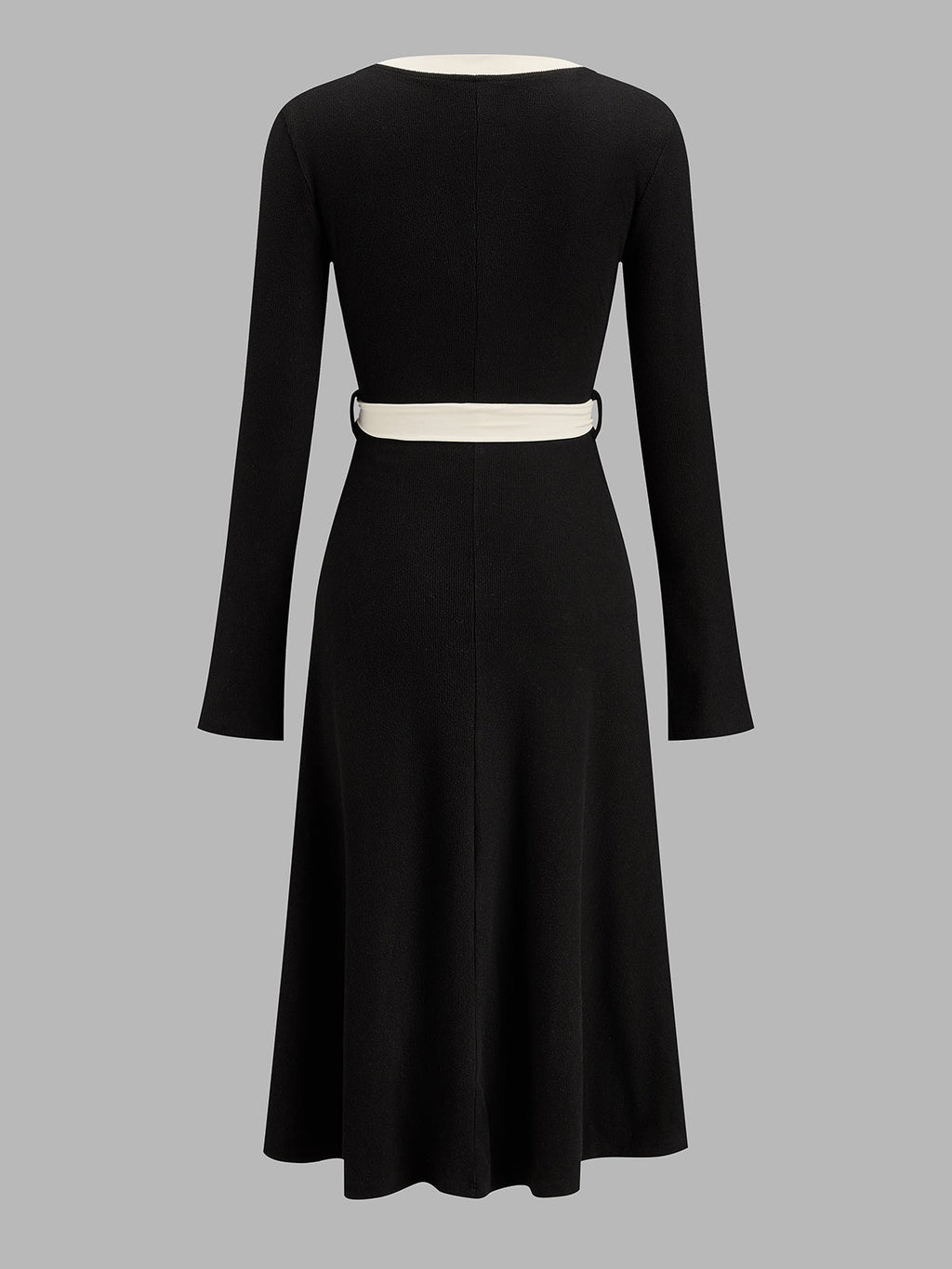 Vestido Midi Bicolor con Cinturón