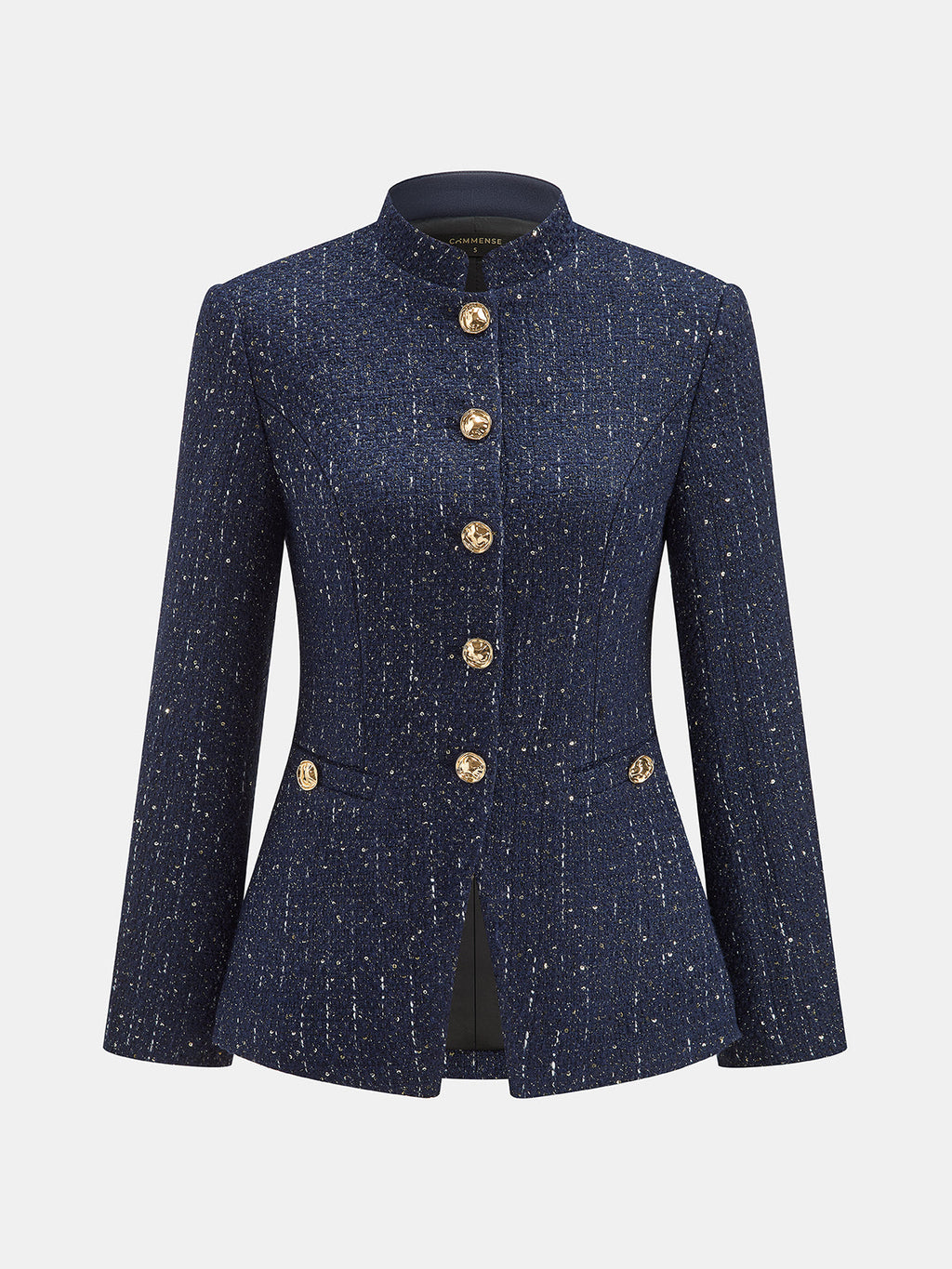 Blazer Tweed con Botones Metálicos