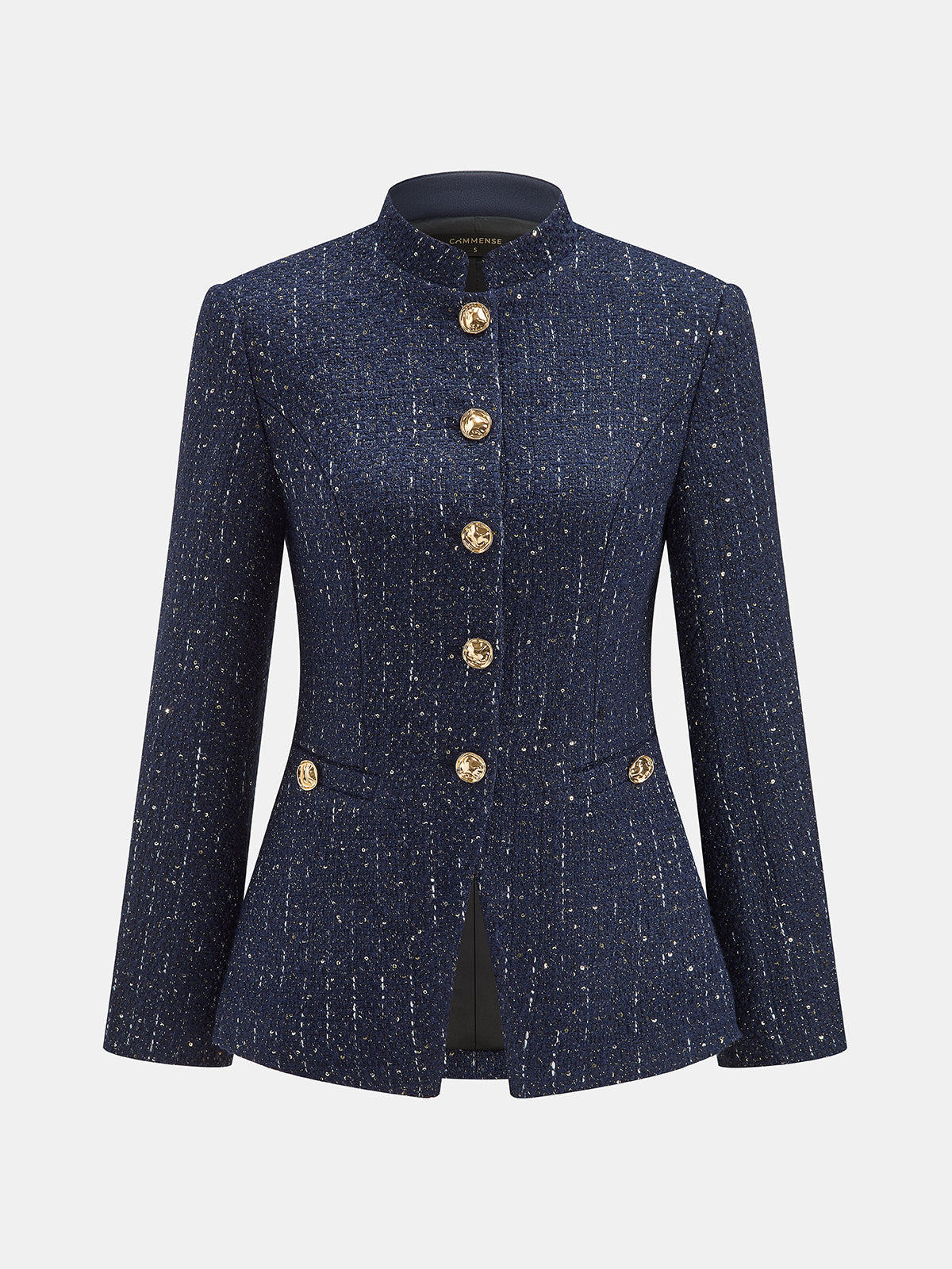 Blazer Tweed con Botones Metálicos