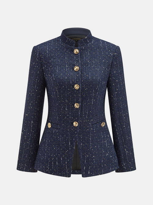 Blazer Tweed con Botones Metálicos