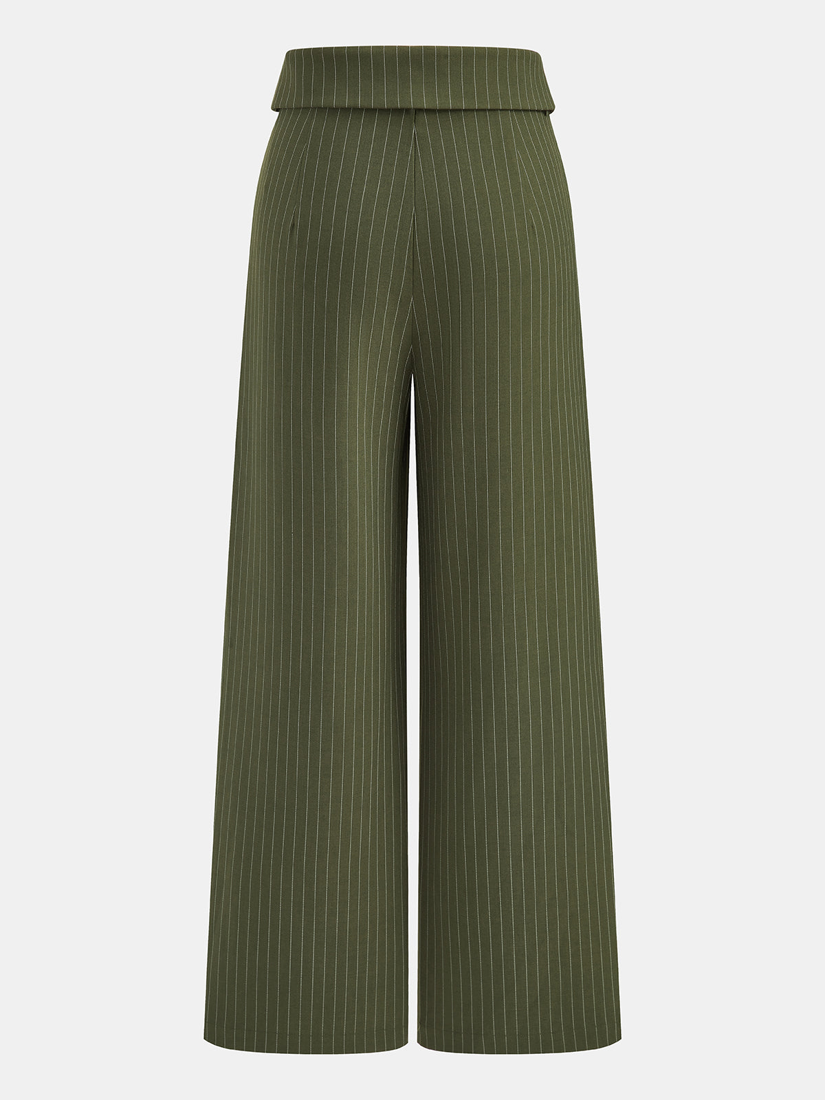 Fold-Over Rayas Pierna Ancha Pantalón