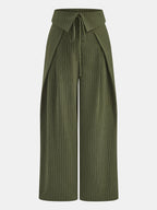 Fold-Over Rayas Pierna Ancha Pantalón