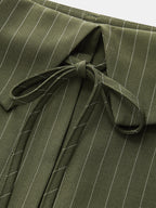 Fold-Over Rayas Pierna Ancha Pantalón