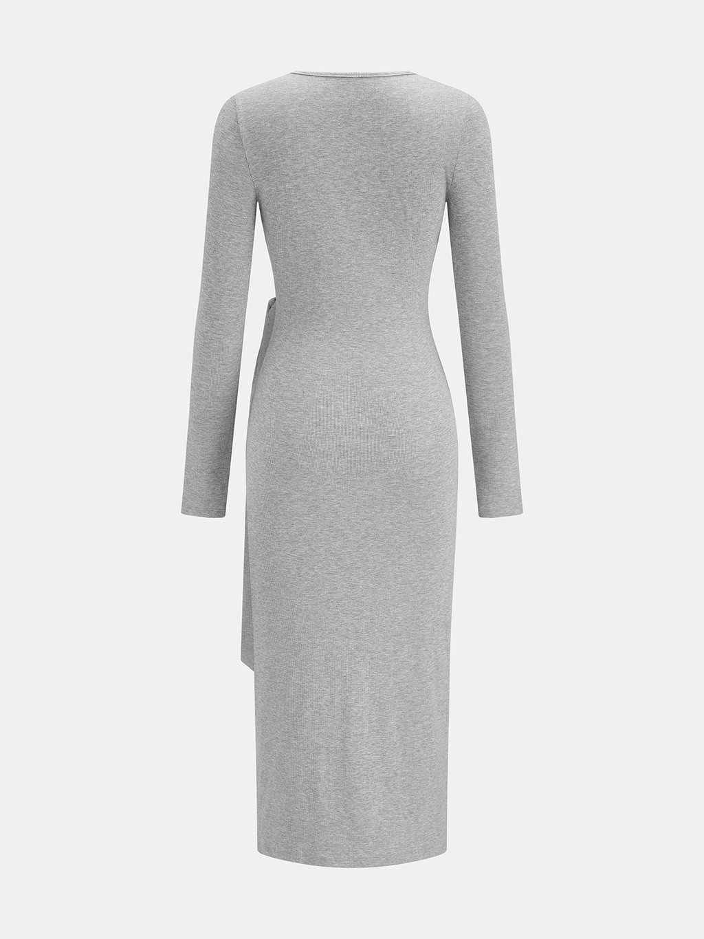 Manga Larga Escote V Cruzado Tie Vestido Largo