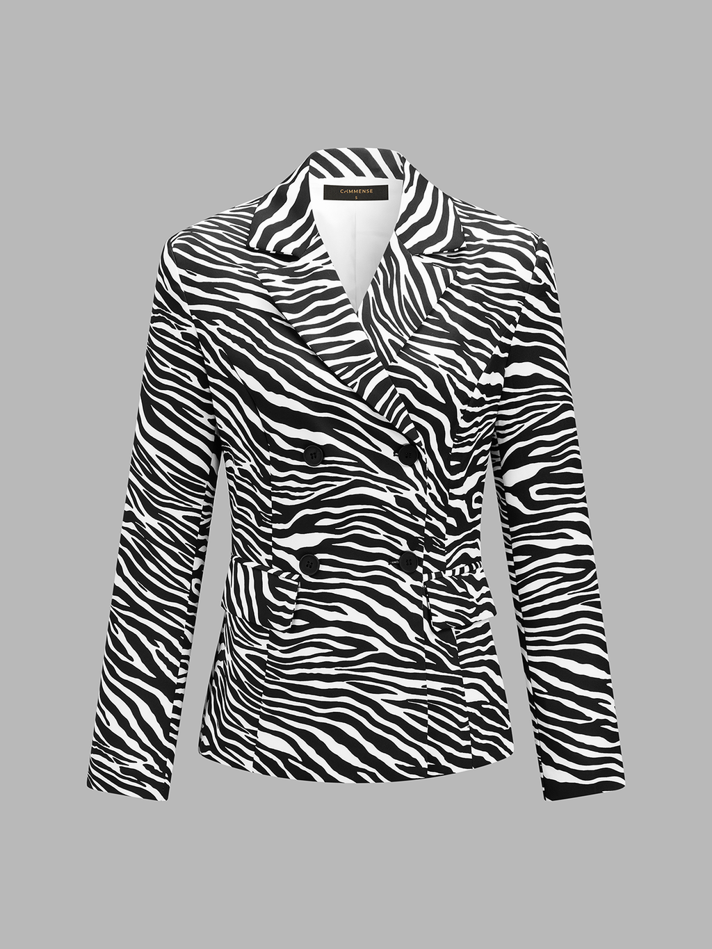 Zebra-estampado Cruzado Tailored Blazer