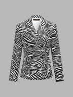 Zebra-estampado Cruzado Tailored Blazer