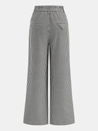 Gingham Metálico-Hebilla Pierna Ancha Pantalón