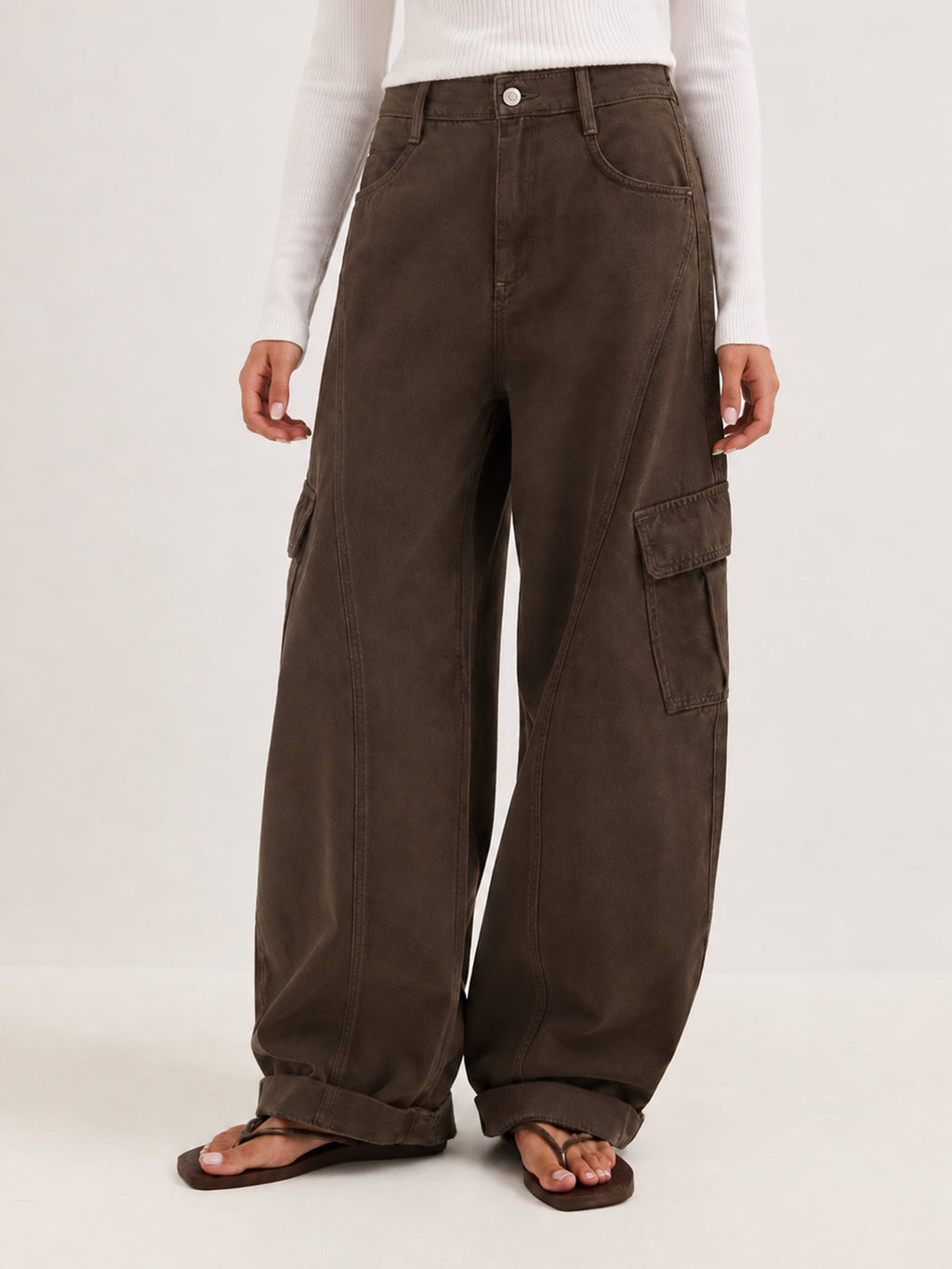 Espalda Cintura Elástica Balloon Cargo Jeans