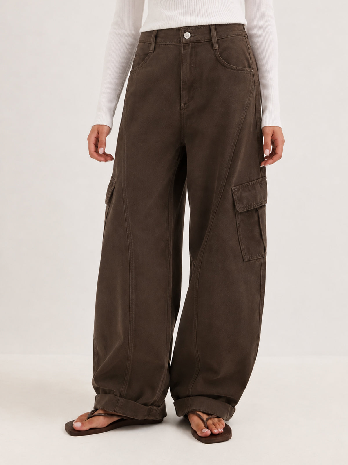 Espalda Cintura Elástica Balloon Cargo Jeans