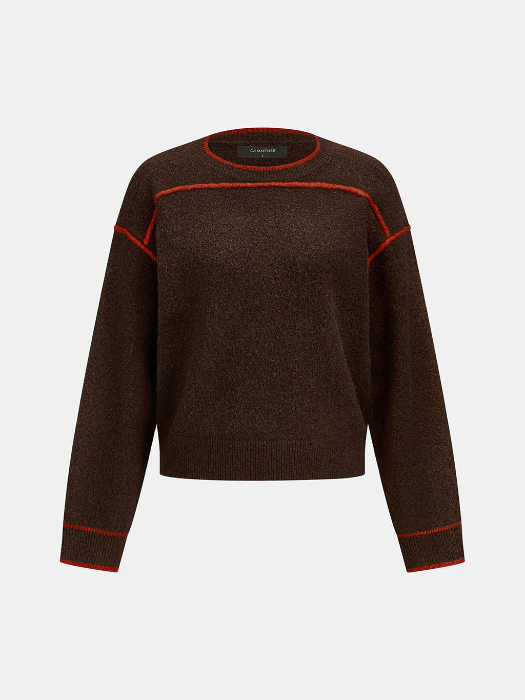 Contraste Stitch Cuello Redondo Punto jersey