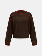 Contraste Stitch Cuello Redondo Punto jersey