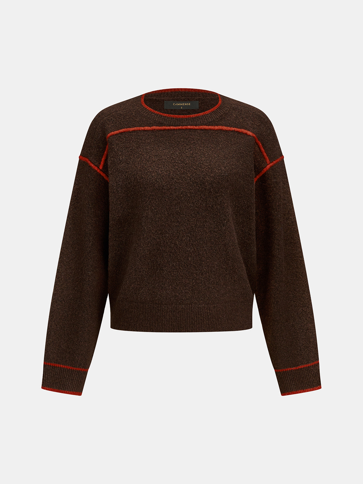Contraste Stitch Cuello Redondo Punto jersey