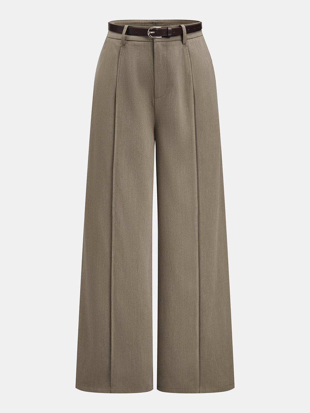 Con Cinturón Seam-frontal Pierna Ancha Pantalón