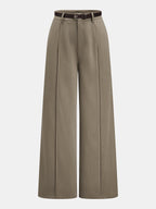 Con Cinturón Seam-frontal Pierna Ancha Pantalón