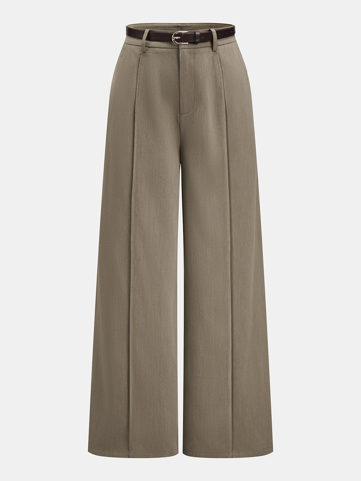 Con Cinturón Seam-frontal Pierna Ancha Pantalón