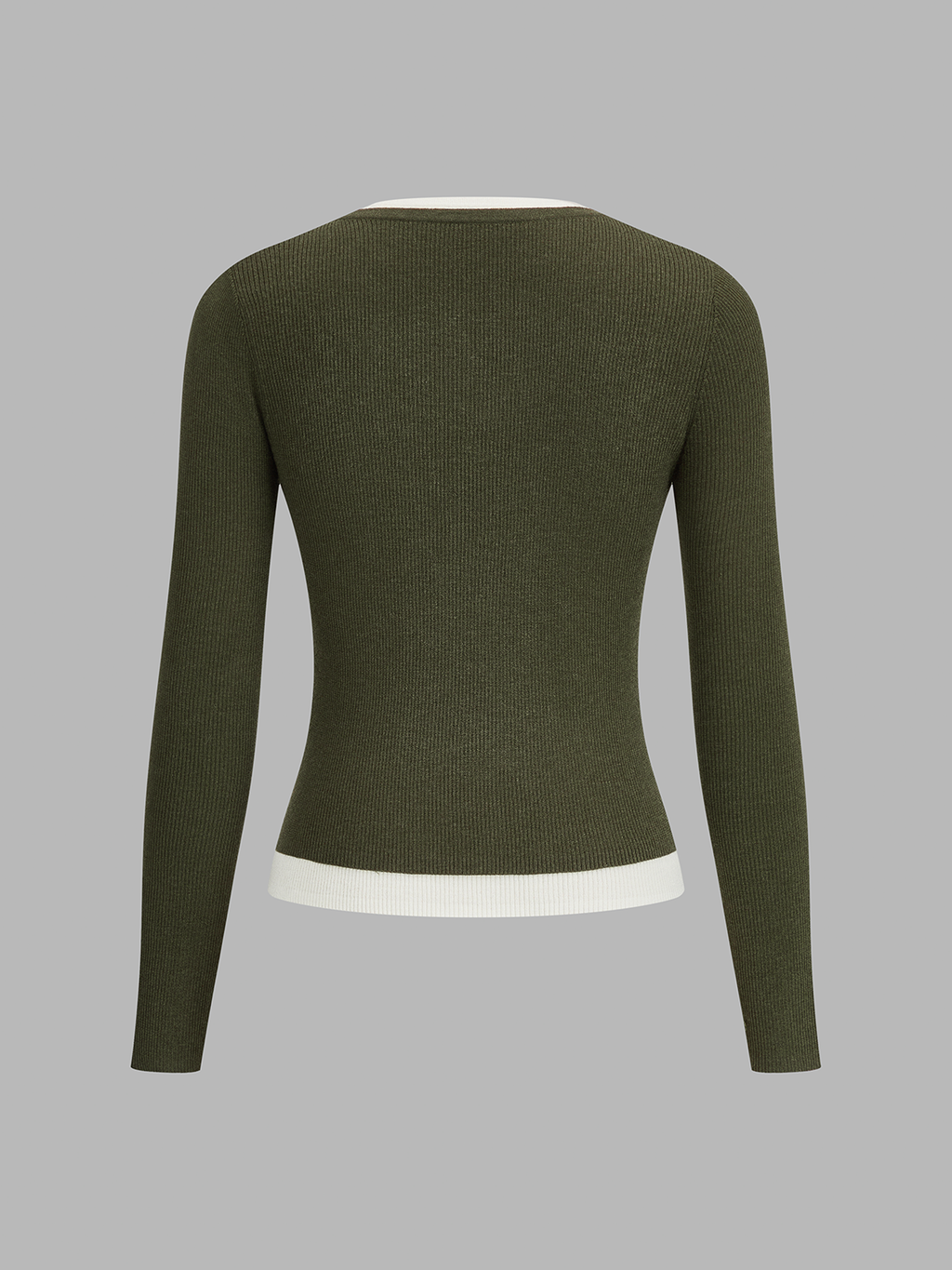 Contraste cuello Ribbed Henley Top