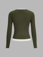 Contraste cuello Ribbed Henley Top