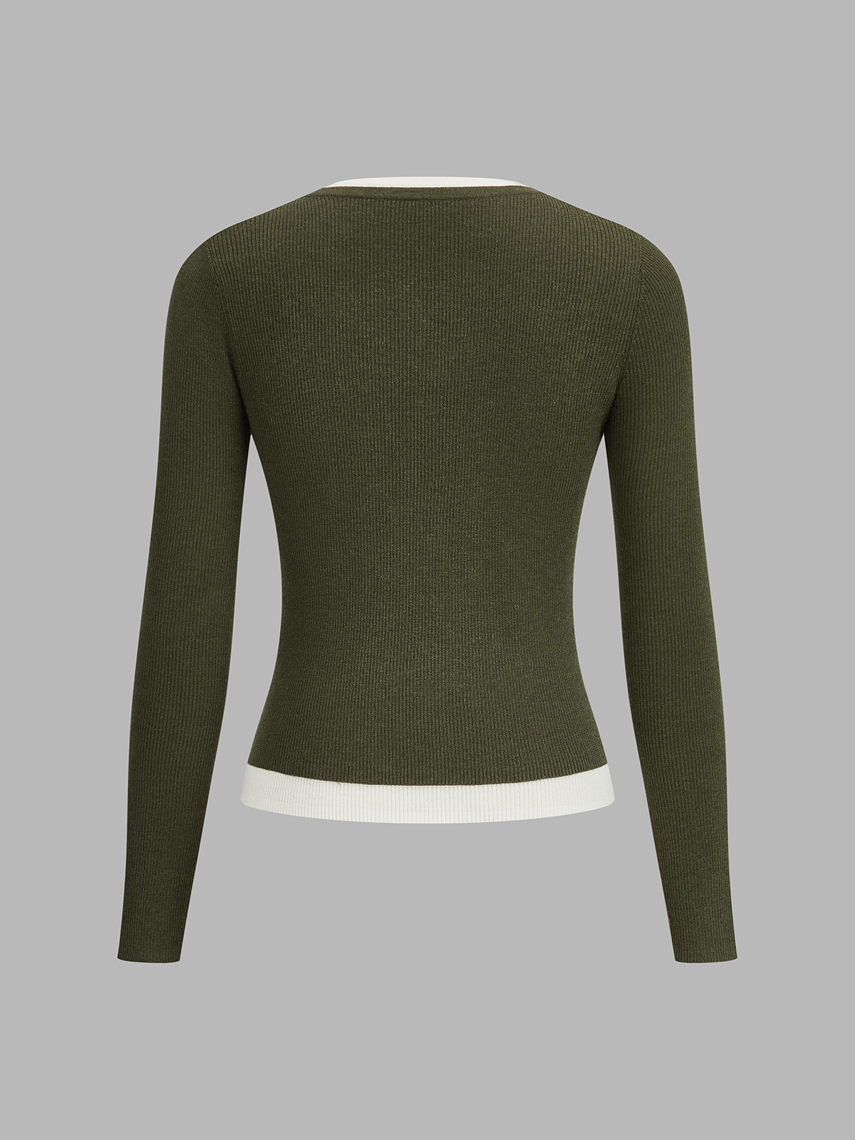Contraste cuello Ribbed Henley Top