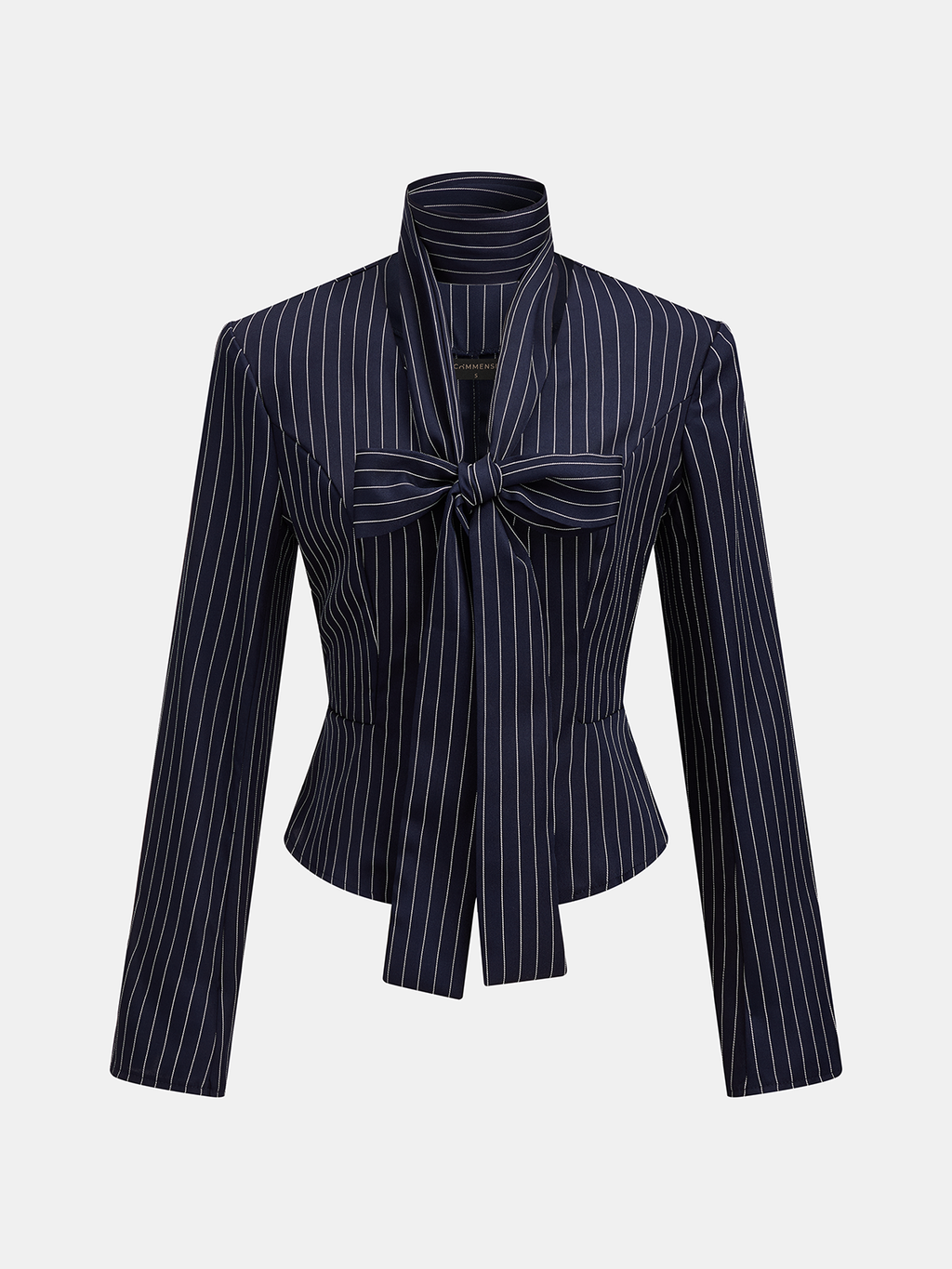 Pinstripe Lazo-Tie Blazer mini Falda Dos Piezas Set