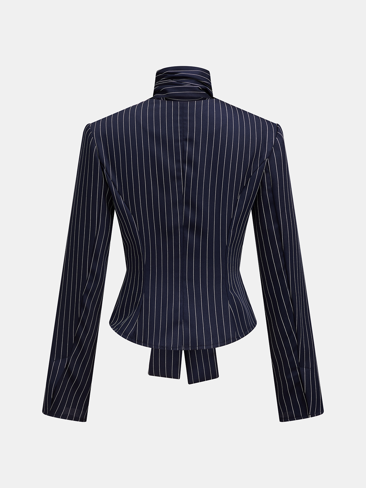 Pinstripe Lazo-Tie Blazer mini Falda Dos Piezas Set