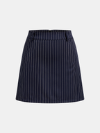 Pinstripe Lazo-Tie Blazer mini Falda Dos Piezas Set