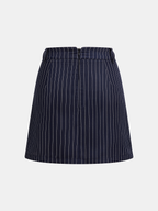 Pinstripe Lazo-Tie Blazer mini Falda Dos Piezas Set