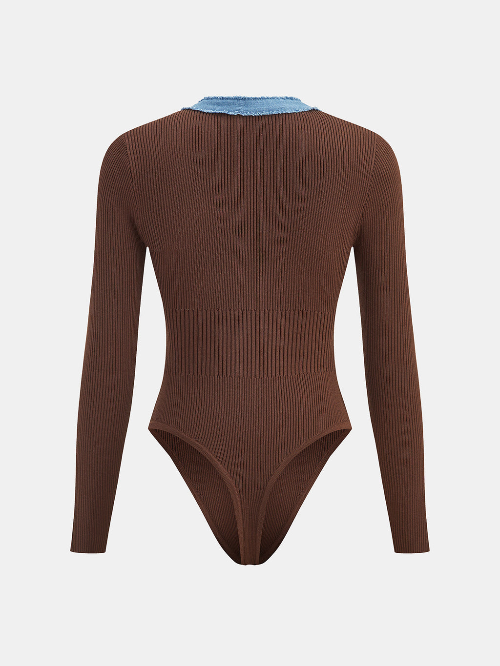 Denim-Flecos ribete Escote V Rib Punto Body