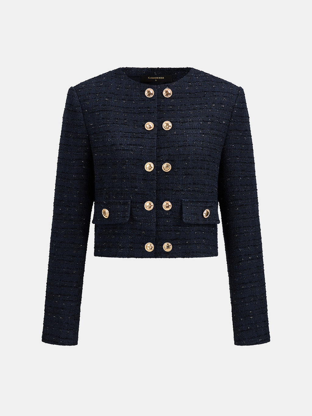 Sparkle Tweed Cruzado Cropped Chaqueta