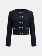 Sparkle Tweed Cruzado Cropped Chaqueta