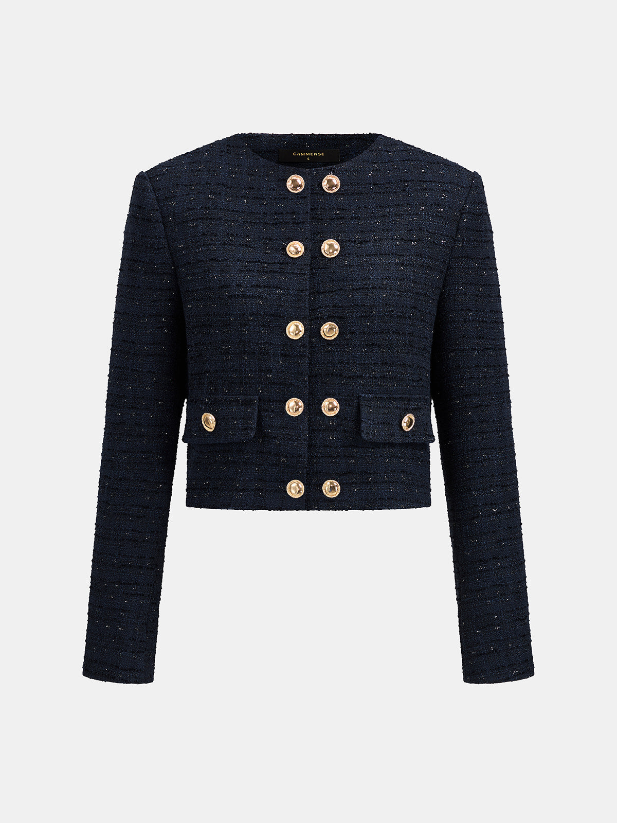 Sparkle Tweed Cruzado Cropped Chaqueta